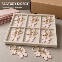 Porte-clés en émail en alliage de zinc fait main, motif dessin animé, fleur, cœur, perle, nœud, papillon, plante, cadeau d'anniversaire pour femmes et filles, vente en gros