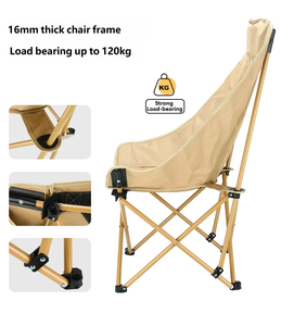 Portable Modern High-back Moon <b>Chair</b> Garden <b>Folding</b> <b>Padded</b> Cotton Oxford Cloth Metal Material Suitable Outdoor Activities - Product Image 6