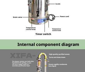 Alambic en cuivre pour la distillation d'huiles essentielles, appareil de distillation à la vapeur de 15 L pour la production d'hydrolats et d'huiles de lavande et de romarin - Product Image 4