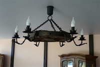 Lustre à bougies torche floral vintage rustique, en bois massif et fer forgé, luminaire suspendu réglable pour la décoration intérieure
