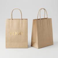 Sac cadeau écologique en papier kraft recyclable 250 g/m² avec logo personnalisé, revêtement mat de luxe, poignée en ruban, pour artisanat et bougies