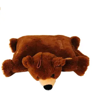 Mainan Boneka Anjing/Beruang/Domba/Sapi Berbentuk Hewan, Bantal Wajah Mainan Snap Tombol Deformasi Kustom