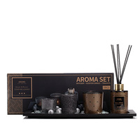 Coffret cadeau LANJO diffuseur de parfum et bougie parfumée avec plateau miroir, kit d'ambiance pour salon, chambre, hôtel