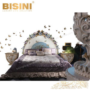Lujoso Noble violeta Italia Milán estilo bastante las flores de mariposas boda cama Villa dormitorio de la Reina o Rey cama doble de tamaño - Product Image 6