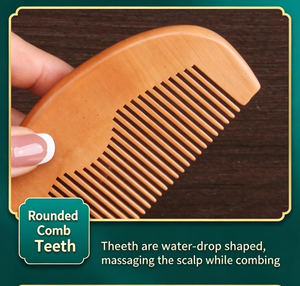 Peine de madera de marca privada directo de fábrica, peine desenredante de dientes anchos, herramienta de peinado con palma arqueada para el cuidado diario del cabello - Product Image 6