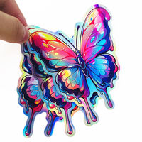 Autocollants holographiques personnalisés, durables et imperméables, autocollants en vinyle holographique adhésifs découpés à la forme avec logo et paillettes arc-en-ciel