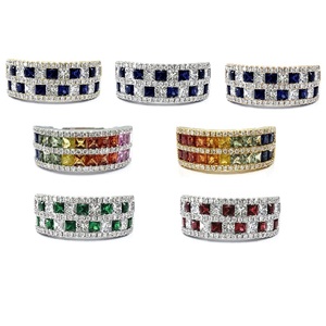 Bague large en or blanc 18 carats de qualité supérieure, sertie de saphirs et de diamants, style ethnique, pour femmes, idéale pour mariages et soirées - Product Image 4