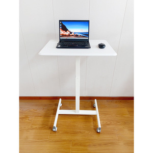 Adjustable Height Computer Trolley With 4 Castors Metal <b>Minimalist</b> Design Hospital Furniture H5 - Product Image 3