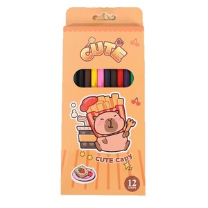 Conjunto de Lápis de Cor com Padrão de Capibara em 12 Cores, Lápis de Madeira para Desenho Infantil e Graffiti - Product Image 5
