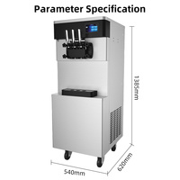 Ijs Maker Machine Commerciële Softijs Machines 304 Roestvrij Staal Verticale 20-28l/H Drie Smaak Ijs Machine
