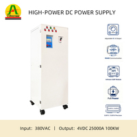 Alimentation CC réglable haute intensité 100 kW refroidie par eau, entrée 380 VCA, contrôle numérique 2V 3V 0-4V/0-25000A pour électrolyse