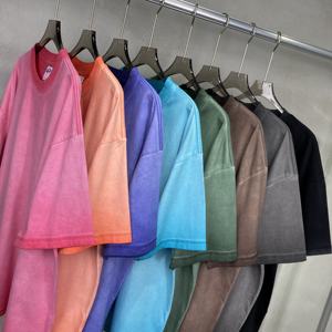 T-shirts pour hommes 100% coton Logo personnalisé Design Blank Washed OEM Tall Acid Wash Vintage Size T-shirts Mineral Plain Logo personnalisé - Product Image 2