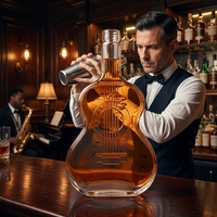 Bouteille de liqueur en verre Solent de luxe en forme de guitare 100 ml, bouteille de spiritueux créative sur le thème de la musique, vente en gros, fabricant d'usine