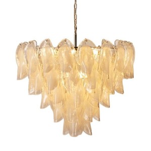 Mới nhất sang trọng <span class=keywords><strong>LED</strong></span> vòng đám mây màu trắng kính lá Murano đèn chùm ánh sáng đèn trong nhà kim loại Trần Mặt dây chuyền treo đèn - Product Image 1