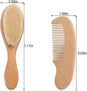 Custom Logo Eco Friendly Laser Natural Wood Baby Soft Goat Bristle Hair Comb & <b>Brush</b> 15cm Nondisposable - Product Image 2