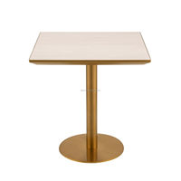 Table en laiton brossé effet travertin Lifepursue avec bord chanfreiné Platner pour hôtel et restaurant haut de gamme