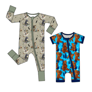 新生児用ロンパース 長袖 キッズパジャマ ジッパー付きジャンプスーツ ベビーバンブー服 - Product Image 1