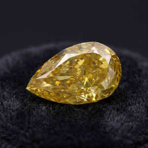 Diamant de laboratoire jaune intense fantaisie taille poire, certifié IGI, VS1, pierre synthétique pour la fabrication de bijoux - Product Image 2