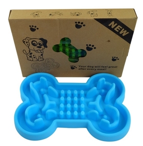 Umwelt freundliches, knochen förmiges Silikon-Haustier mit festem Muster, Slow Food <span class=keywords><strong>Bowl</strong></span>, lustiges und funktionelles Ess zubehör für Ihren pelzigen Freund - Product Image 6