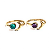 Nouvelle conception, bague en laiton de style bohème avec pierre d'améthyste faite à la main, bijoux pour femmes - Cadeau d'anniversaire