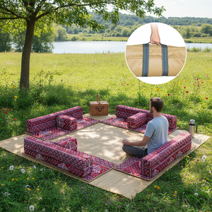 Portable Foldable Floor Seating Cushion Set with Back Support for Meditation, Camping, Picnic and Home Use - Product Image 3