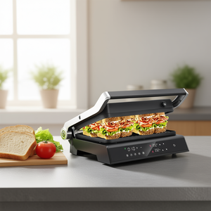 Grille-pain Panini 1200W en acier inoxydable avec plaques côtelées antiadhésives, 4 tranches, appareil à sandwich électrique pour la maison - Product Image 2