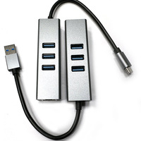 Kartu jaringan adaptor HUB 4 dalam 1 Chip RTL8153 USB C ke RJ45 berkabel Gigabit untuk PC Laptop komputer