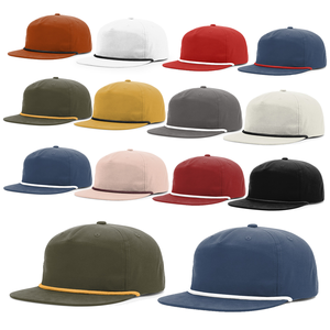 Wholesale Nylon Webbing Strap Vintage Snapback <strong>Hat</strong> Custom Flat Brim Unstructured 5 Pane Trucker Sport <strong>Purple</strong> Rope Golf <strong>Hats</strong> Cap - Product Image 1