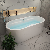 Baignoire moderne autonome en résine acrylique de haute qualité Finition brillante mate Bain autoportant noir pur avec caractéristiques de bain à remous
