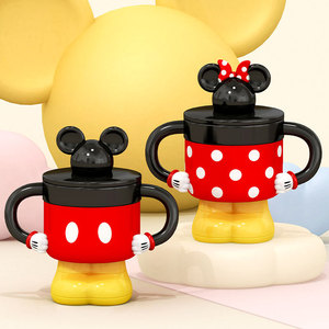 Cadeaux originaux Tasse à café en céramique en forme de <span class=keywords><strong>Mickey</strong></span> et <span class=keywords><strong>Minnie</strong></span> avec double poignée, couple de dessins animés, 300 ml, passe au lave-vaisselle et au micro-ondes - Product Image 1