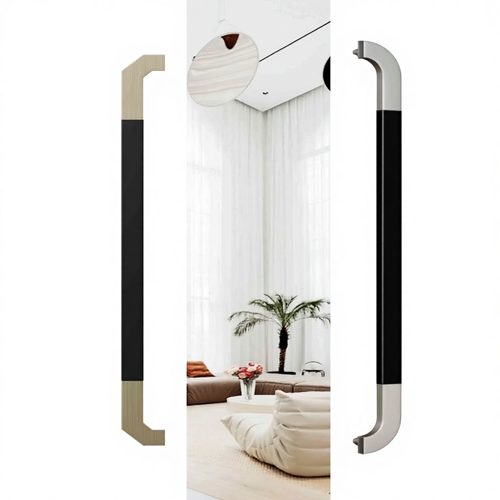 Modern Minimalist Luxury Thickened Stainless Steel & Solid Wood Black Brushed Silver Glass/Office Door Handle