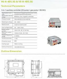 V&T V6-H-4D5.5G Integrated 540VDC 5.5 KW IP67 <b>Motor</b> <b>Controller</b> Power Steering Pump Air Compressor DC/DC Auxiliary Control - Product Image 5