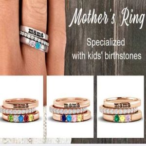 <span class=keywords><strong>Anello</strong></span> a tre pezzi impilabili con nome inciso al laser e pietra portafortuna per la <span class=keywords><strong>Festa</strong></span> <span class=keywords><strong>della</strong></span> <span class=keywords><strong>Mamma</strong></span> e San Valentino - Product Image 3