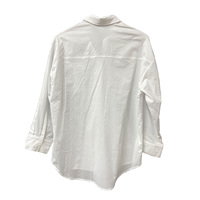 Blusa de algodón de manga larga para mujer, blusa informal con cuello vuelto para mujer, color blanco