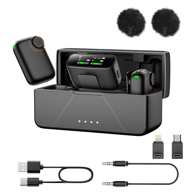 S20 Professional Wireless Lapel Microphone C Touchscreen AI Noise Cancellation 250m Transmission Long Battery Life Portable