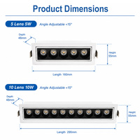 Plafonnier linéaire encastré anti-éblouissement à 5 lentilles AC120V avec puces COB, angle réglable, en alliage d'aluminium, grille LED pour intérieur