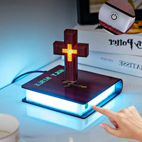 Lampe Décorations Croix Chrétienne Flottante Magnétique Lévitation Croix Maglev Base Sainte Bible