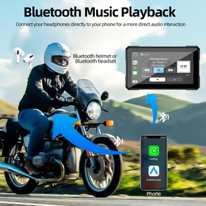 Grandnavi, Cámara de Doble Espejo, Pantalla Táctil Android Auto, Resistente al Agua, 5 Pulgadas, Reproductor Multimedia para Motocicleta, Monitor, Dashcam, Radio para Motocicletas - Product Image 1