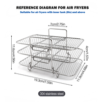 Grille de friteuse à air en acier inoxydable 304 à 3 niveaux, grille de refroidissement, panier vapeur, grille de barbecue pour la cuisine à domicile, accessoires de friteuse à air