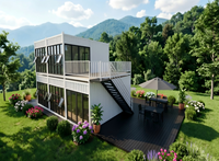 Maison conteneur empilable moderne avec terrasse sur le toit, fenêtres panoramiques, vie extérieure écologique, assemblage rapide, maison modulaire