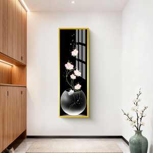 Peintures murales imprimées à l'<span class=keywords><strong>aquarelle</strong></span> de style nordique, nature morte florale <span class=keywords><strong>sur</strong></span> <span class=keywords><strong>porcelaine</strong></span> cristalline avec cadre en alliage d'aluminium - Product Image 2