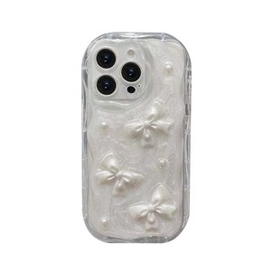 Coque de téléphone 3D transparente avec nœud papillon et perles, compatible avec Apple 17 16 Pro Max / 15 / 14, revêtement en résine créatif - Product Image 4