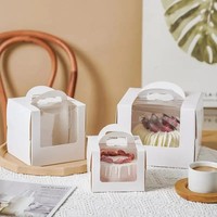 Boîte d'emballage pour gâteaux avec fenêtre, boîte cadeau portable en papier, pour mariage, anniversaire, fête, muffins, desserts, baby shower