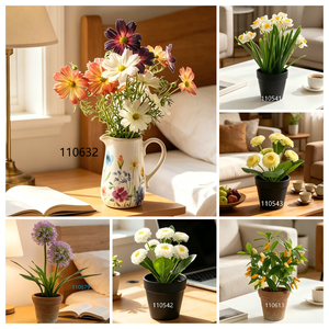 Piante Finte, Albero di Camelia Artificiale <span class=keywords><strong>in</strong></span> Vaso di Ossido di Magnesio, Fiori Rosa, Boccioli Chiusi, Composizione Floreale Finta <span class=keywords><strong>in</strong></span> Vaso per Arredamento d'Interni - Product Image 6