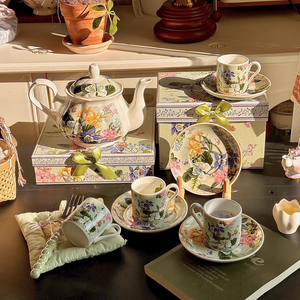 Vintage <b>Tea</b> <b>Gift</b> <b>Set</b> Floral Teapot and Cup Ceramic Coffee <b>Tea</b> <b>Set</b> Beautiful Cup and Saucer <b>Set</b> in <b>Gift</b> Box - Product Image 4