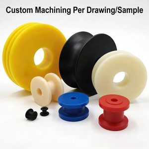 Rueda de nylon con ranura, rueda de plástico con ranura tipo H/U/V, rueda de nailon para pista, polea guía personalizada no estándar - Product Image 1