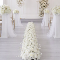 Guirlande de fleurs artificielles élégante en roses blanches de 2 m, décoration de chemin d'accès pour mariage à l'hôtel, guirlande de fond pour allée de mariage