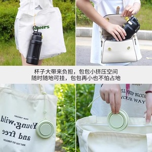 ขวดน้ำซิลิโคนพับได้แบบพกพา ถ้วยน้ำยาบ้วนปาก ถ้วยแปรงสีฟันสำหรับเดินทาง ถ้วยสำหรับตั้งแคมป์กลางแจ้ง สีแอพริคอต สีฟ้า สีเขียว สีเหลือง - Product Image 5