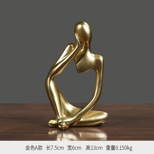 Escritorio de oficina en casa de Arte Abstracto hueco de nuevo diseño decorado con estatua de oro Thinker artesanía de resina - Product Image 4