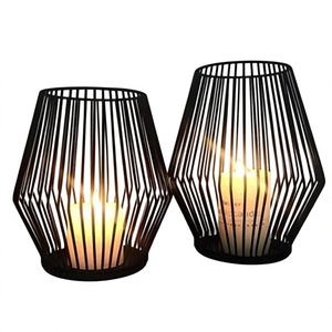 Hexagon Iron Wire Decorative <b>Candlestick</b> <b>Holder</b> Home Hotel Wedding Home Lighting black powde coated Candle <b>Holder</b> - Product Image 1